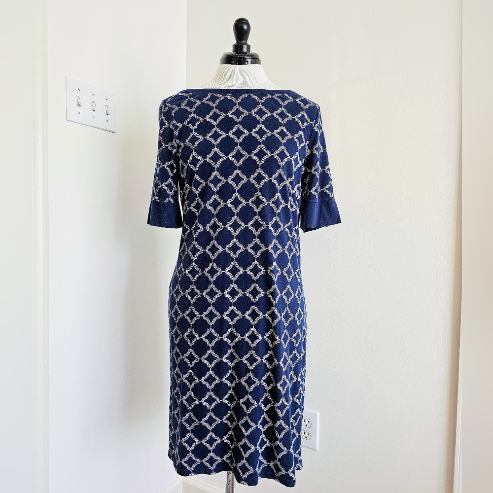 Gilligan & O'Malley Navy Blue Cotton Nightgown 3/4 Sleeve Boatneck Sleep Dress S